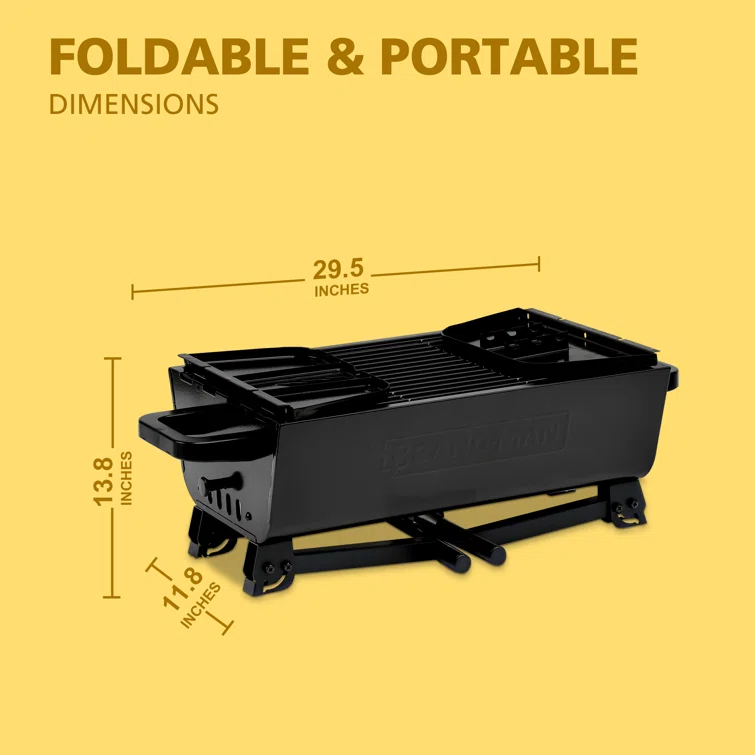 Brand-Man 2 in 1 Charcoal Grill with Rotisserie Grill Kit, Portable ‎Enameled Steel Barbecue Grill, Stainless Steel Spit Roaster with Motor & Adjustable Height for Backyard Camping Patio Tailgating