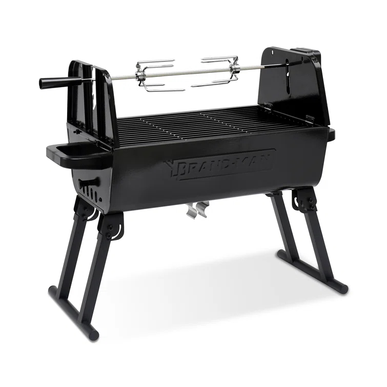 Brand-Man 2 in 1 Charcoal Grill with Rotisserie Grill Kit, Portable ‎Enameled Steel Barbecue Grill, Stainless Steel Spit Roaster with Motor & Adjustable Height for Backyard Camping Patio Tailgating