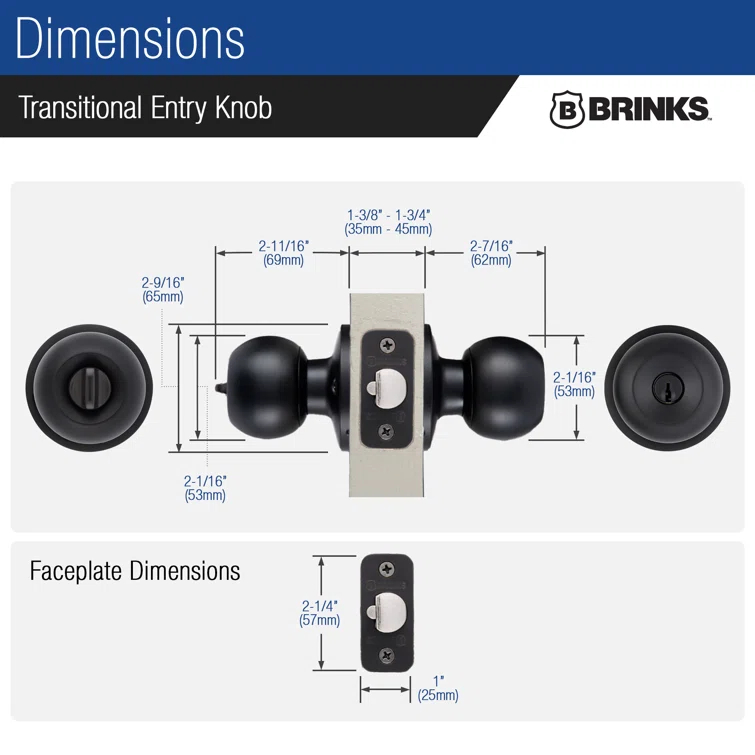 Brinks Raleigh Series Keyed Entry Transitional Ball Knob