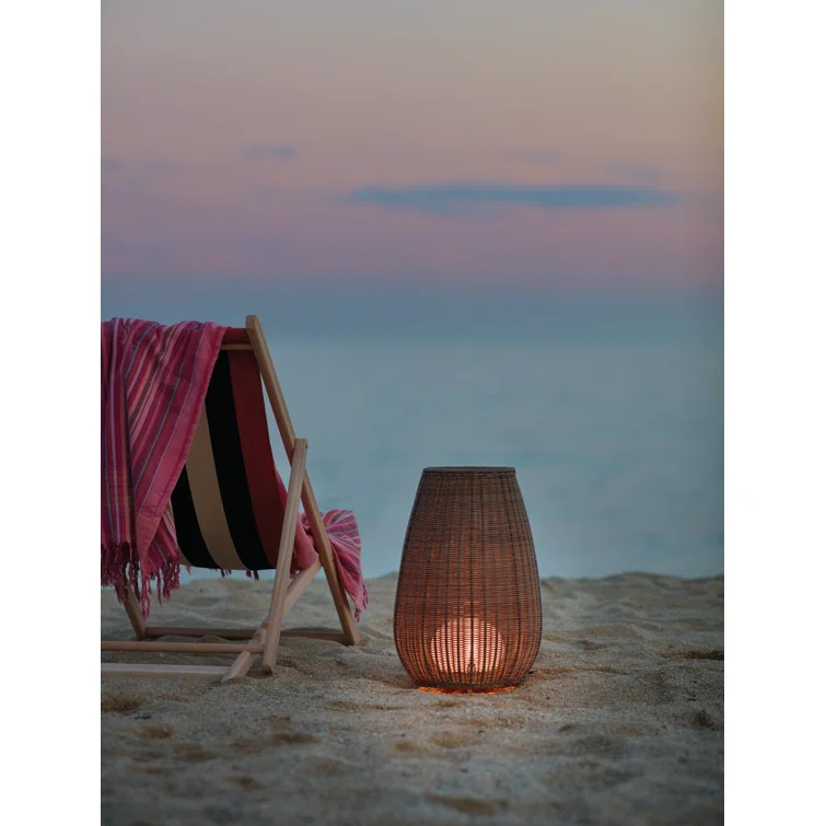 Rattan Brown Outdoor LED Floor Lamp with Handwoven Shade