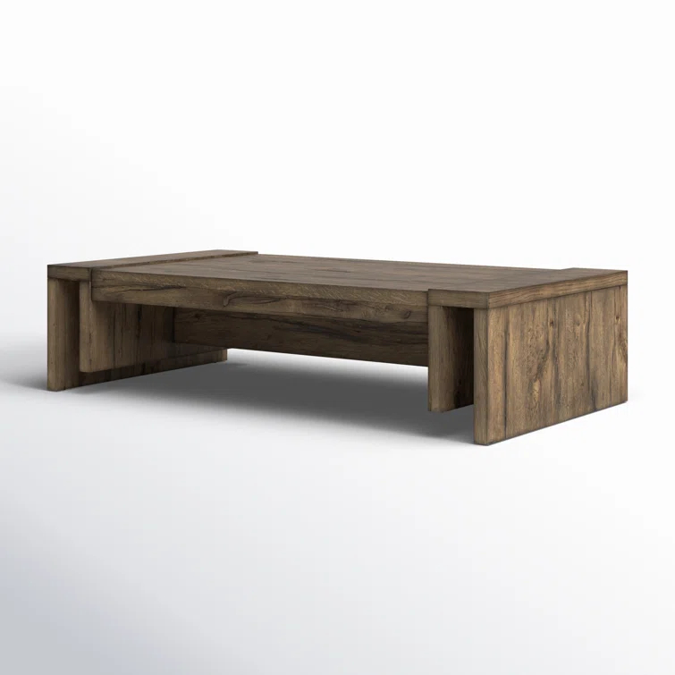 Rustic Fawn 60'' Rectangular Oak Veneer Coffee Table with Storage