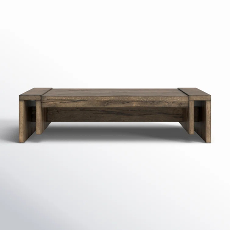 Rustic Fawn 60'' Rectangular Oak Veneer Coffee Table with Storage