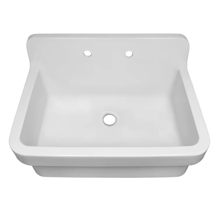 Whitehaus Collection 30" Front Apron Fireclay Kitchen Sink with High Back Splash & Faucet Drilling