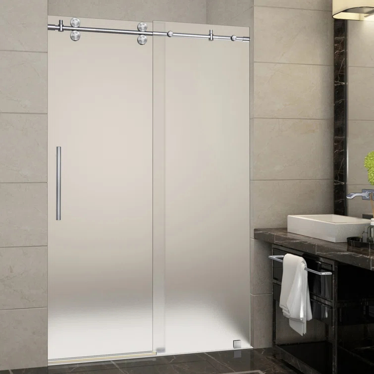 Langham 75" H Hinged Frameless Shower Door