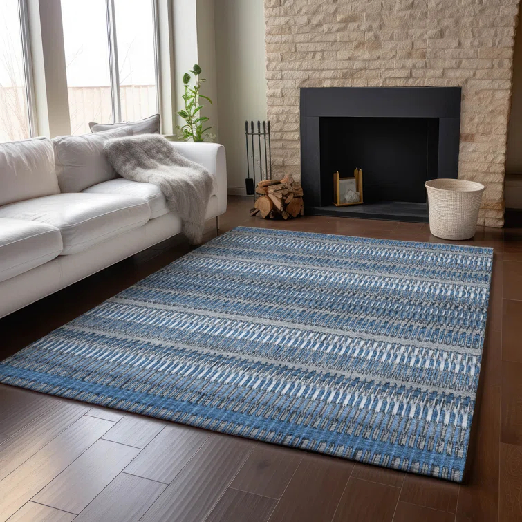 Premium Machine Washable Cerrito AMF589 Blue Rug