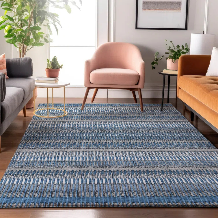 Premium Machine Washable Cerrito AMF589 Blue Rug