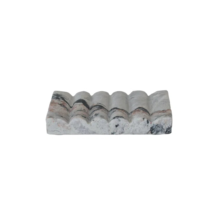 Creative Co-Op Mélange Marble Soap Dish, Black and Beige