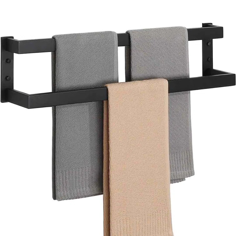 Double Towel Bar 24", SUS304 Stainless Steel Towel Racks For Bathroom Wall Mounted, Heavy Duty Bathroom Towel Holder, Space Saving Towel Hanger