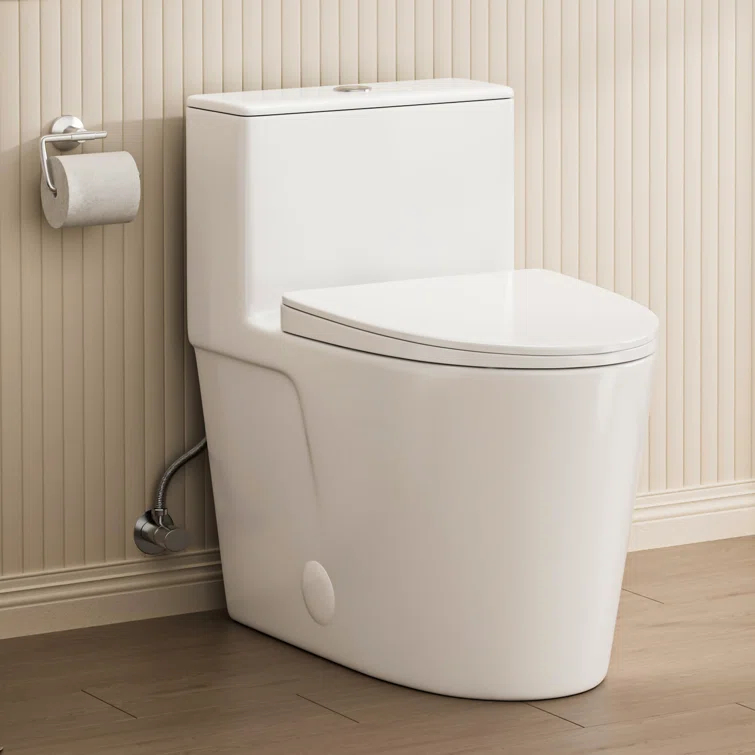 Modern Elongated Toilet, One Piece Toilet 1.0/1.6 GPF MaP 1000g Comfortable Chair Height Toilet