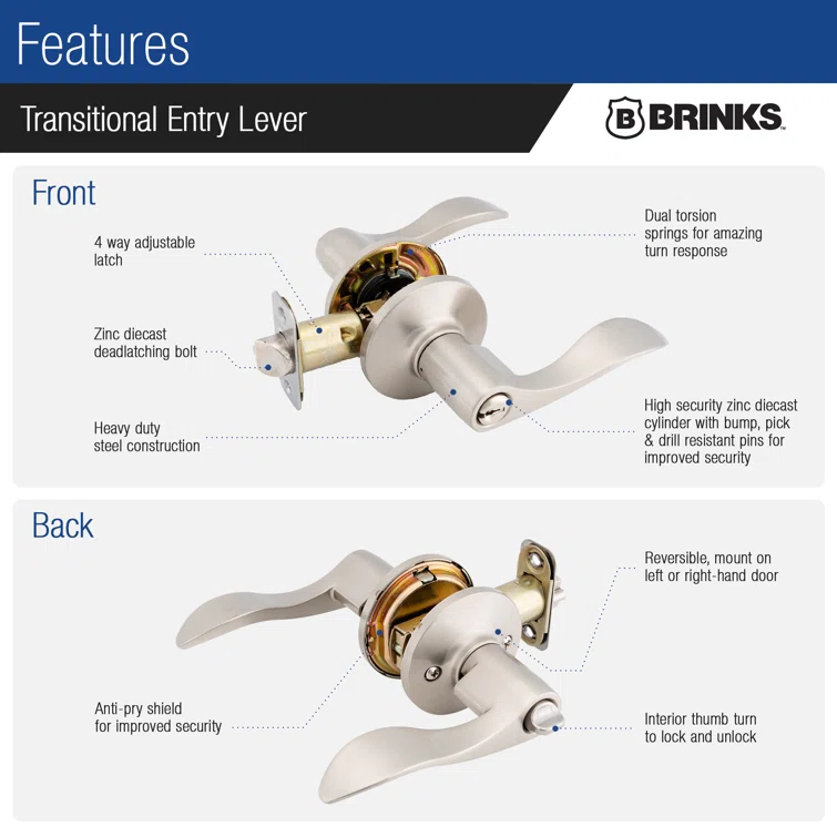 Brinks Raleigh Transitional Keyed Entry Wave Lever