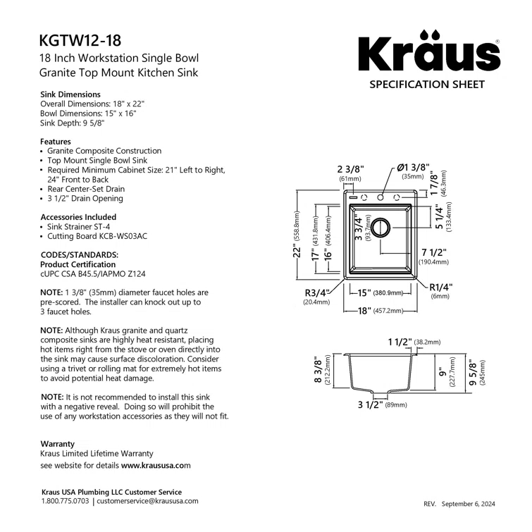 KRAUS Bellucci Granite Composite Workstation Drop-In Top Mount Single Bowl Kitchen Sink with Accessories