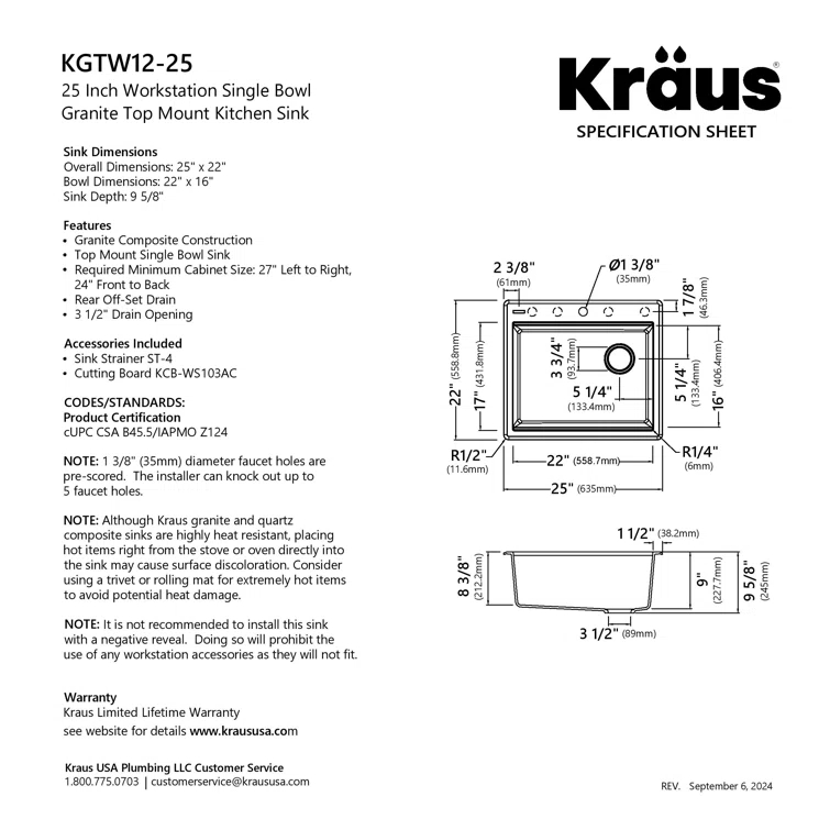 KRAUS Bellucci Granite Composite Workstation Drop-In Top Mount Single Bowl Kitchen Sink with Accessories