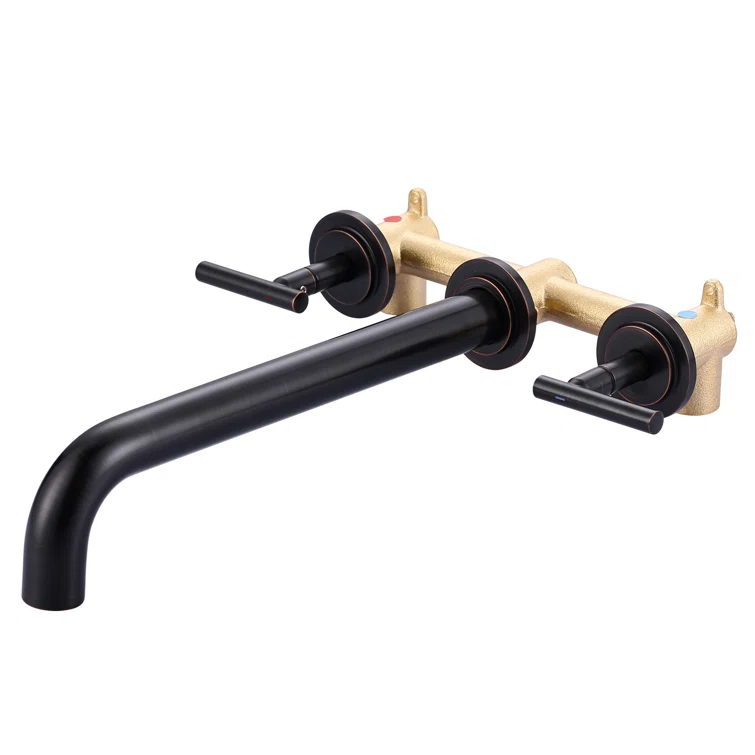 2-Handle 2-Hole Wall Mounted Bathroon Sink Faucet In Spot Resist (Valve Included)