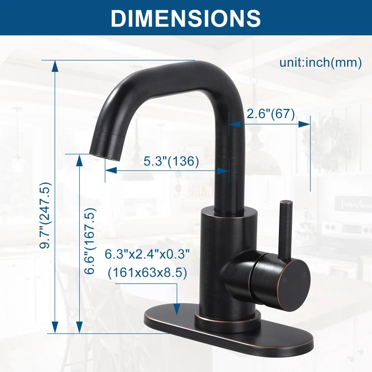 Single Handle Stainless Steel Bar Faucet With Supply Lines And Deckplate