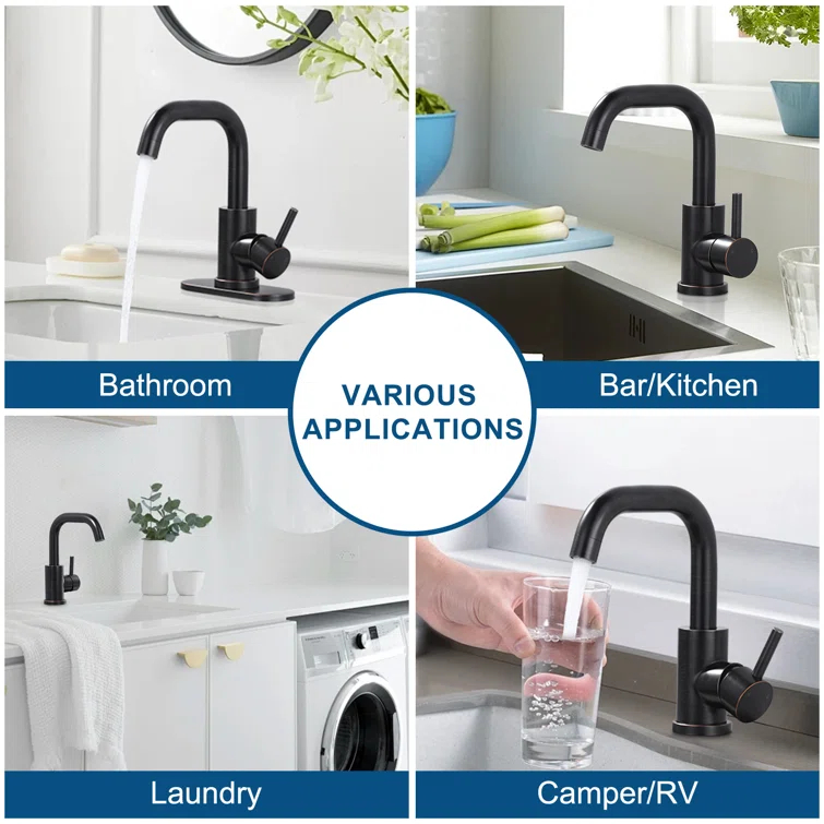 Single Handle Stainless Steel Bar Faucet With Supply Lines And Deckplate