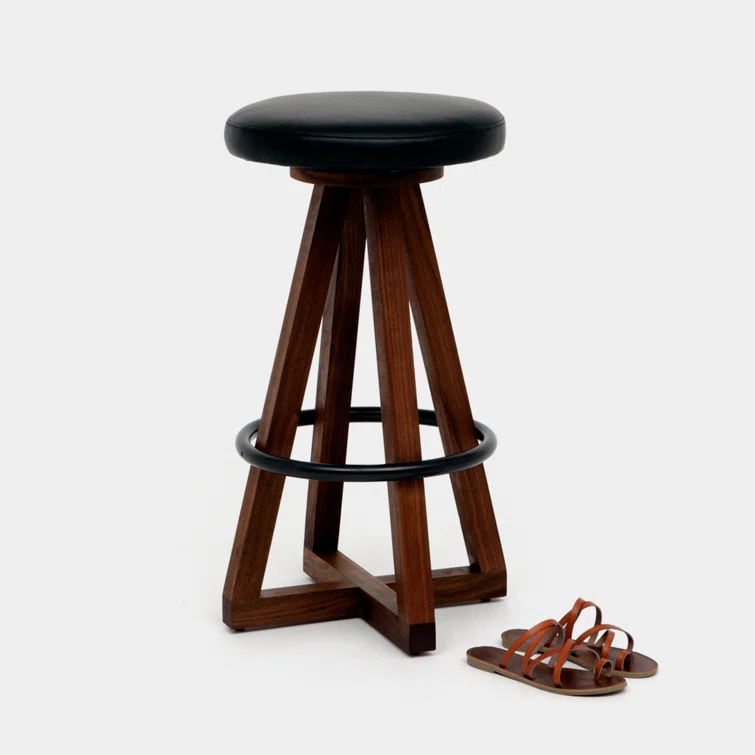 X3 Swivel Upholstered Counter Stool with Solid Wood Frame