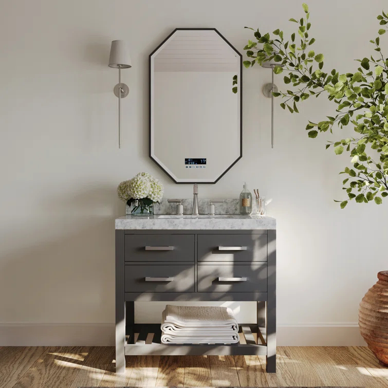 Carrie 36'' Single Bathroom Vanity with Carrara Marble Top
