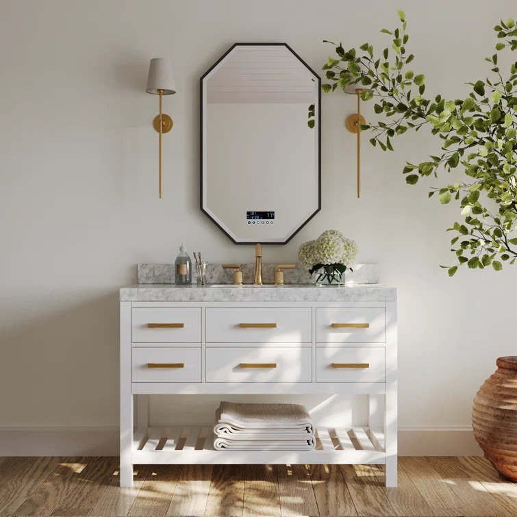 Ancerre Designs Elizabeth 48" Bathroom Vanity Set with Gold Hardware in White