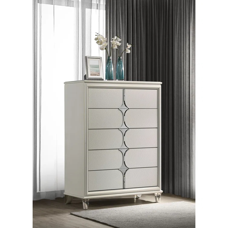 5-drawer Bedroom Chest Of Drawers Pearl White