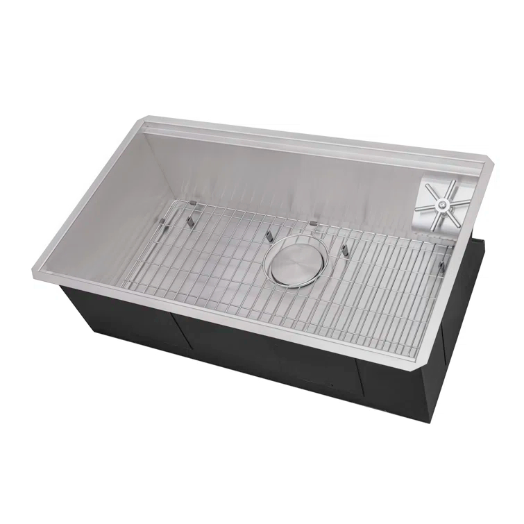 Ruvati 32-inch Glass Rinser and Sink Combo Workstation Undermount Stainless Steel Kitchen Sink