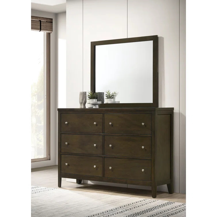 6-drawer Dresser And Mirror Dark Cocoa