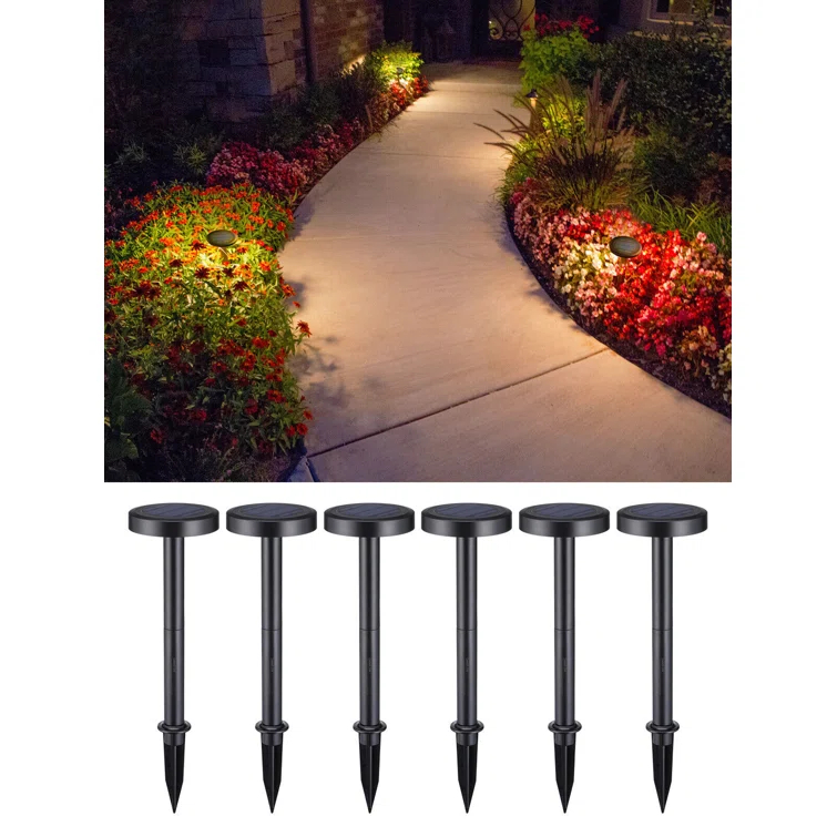 LEDVANS 2CCT Solar Landscape Pathway Lights Outdoor, Dimmable, Auto Dusk to Dawn, IP65, 120lm, Black (Set of 6)