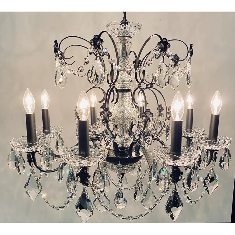 Century 8 - Light Glass Tiered Chandelier