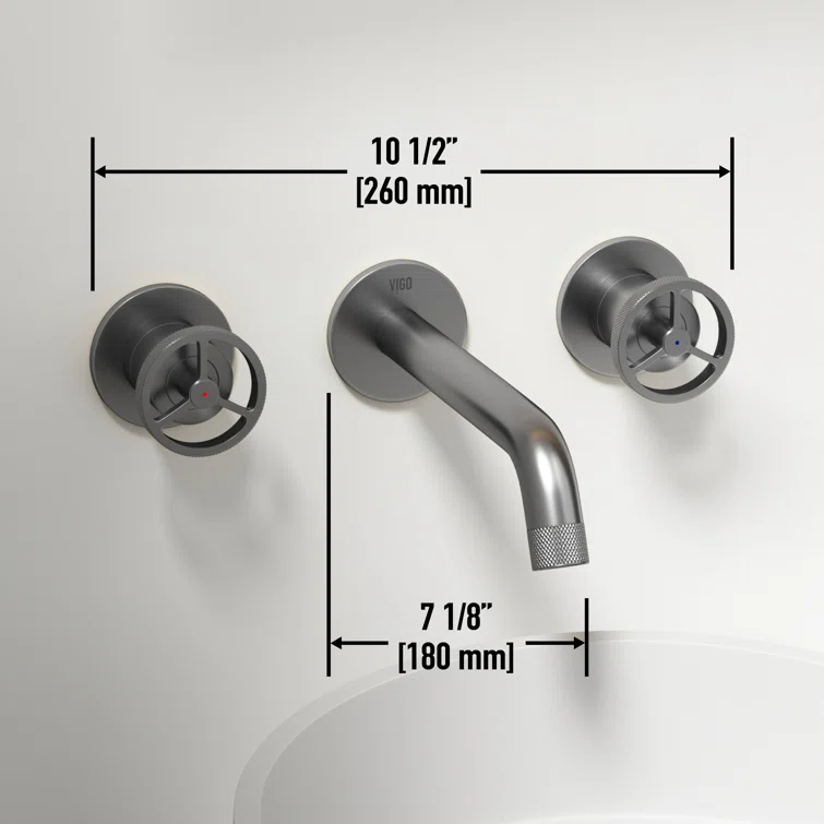 Cass 10" W Two Handle WaterSense Wall Mount Bathroom Faucet