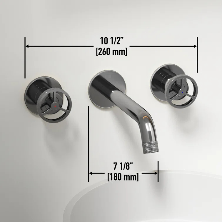 Cass 3" H Two Handle WaterSense Wall Mount Bathroom Faucet