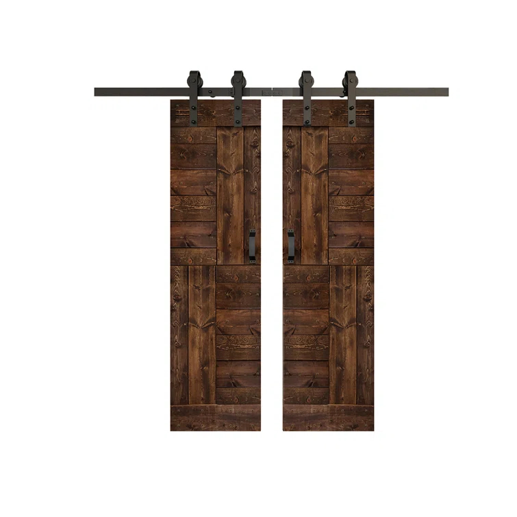 Patented Product S Series Solid Wood Double Sliding Barn Door With Hardware Kit(Set of 2)-Assembly Needed (Set of 2)