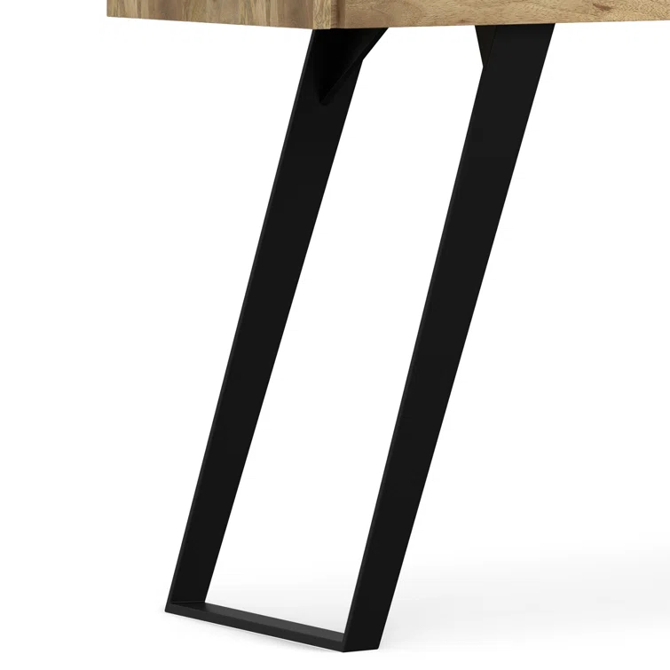 Lowry 60"W Solid Wood Modern Industrial Storage Console Table with 3 Storage Drawers and Metal Legs