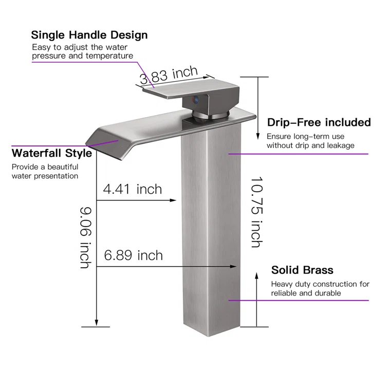 VIBRANTBATH 6004H-N Vessel Sink Faucet Single-handle Bathroom Faucet with Drain Assembly