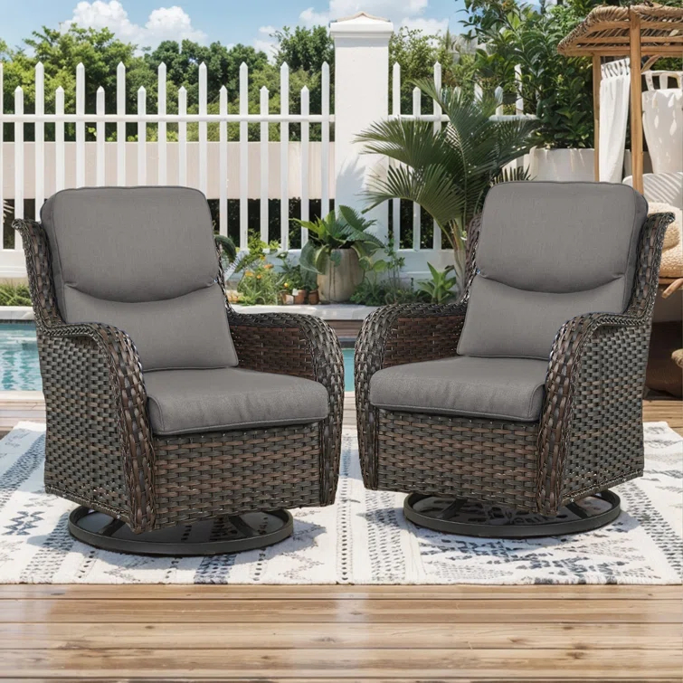 Koba Outdoor Wicker Rattan Rocking Swivel Chair (Set of 2)