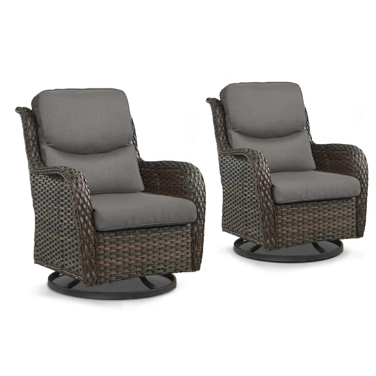 Koba Outdoor Wicker Rattan Rocking Swivel Chair (Set of 2)