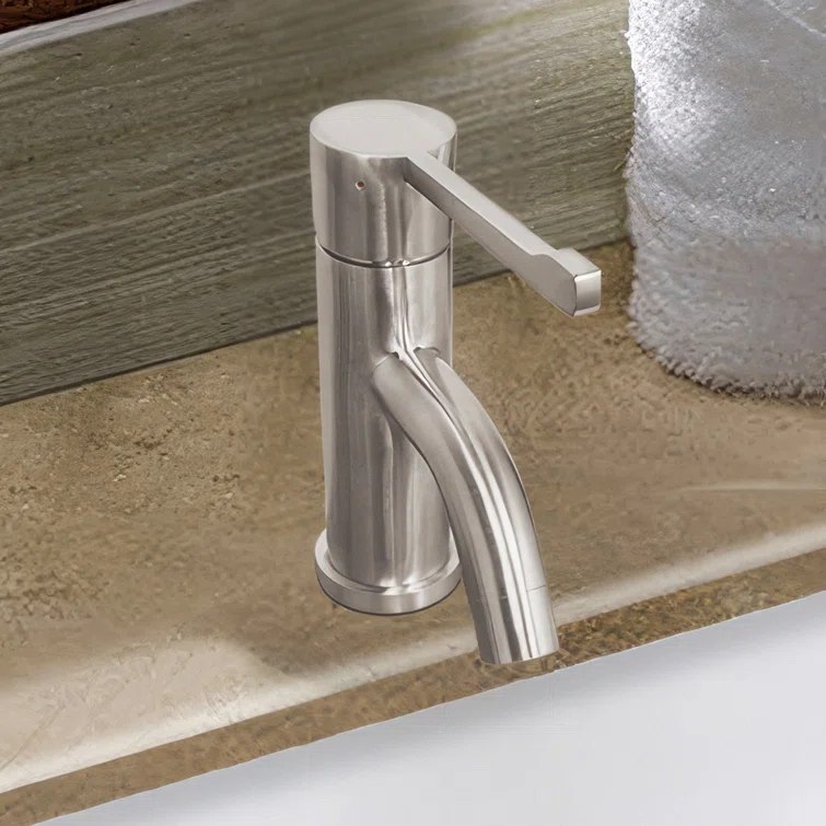 Whitehaus Collection Stainless Steel Extended Single Lever Bathroom Faucet with Pop-up Drain