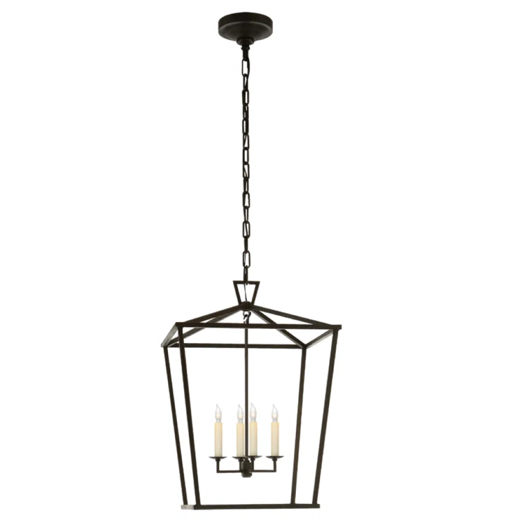 Darlana 24.5" Black Aged Iron Glass Chandelier