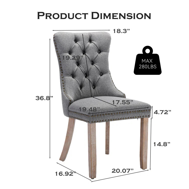 High-end Tufted Velvet Upholstered Nailhead Dining Chair