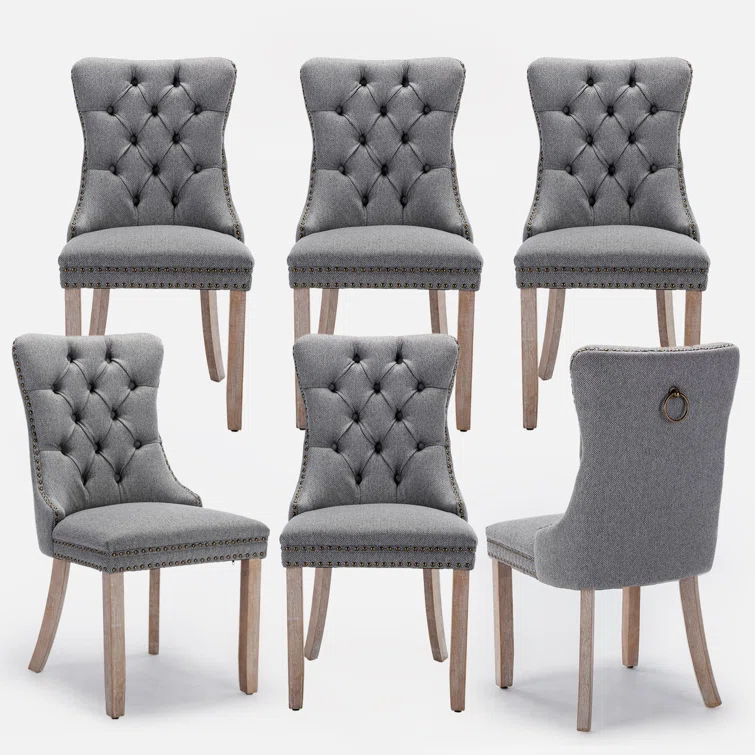 High-end Tufted Velvet Upholstered Nailhead Dining Chair