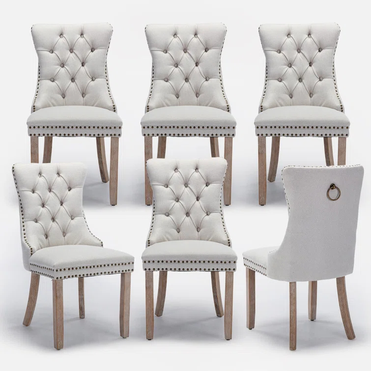 High-end Tufted Velvet Upholstered Nailhead Dining Chair