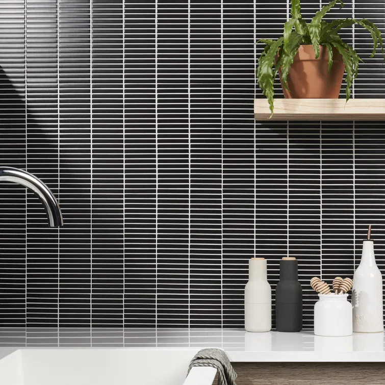 Monogram Stacked 11.19 In. X 11.9 In. Glossy Porcelain Mosaic Floor And Wall Tile (0.92 Sq. Ft. / Each)