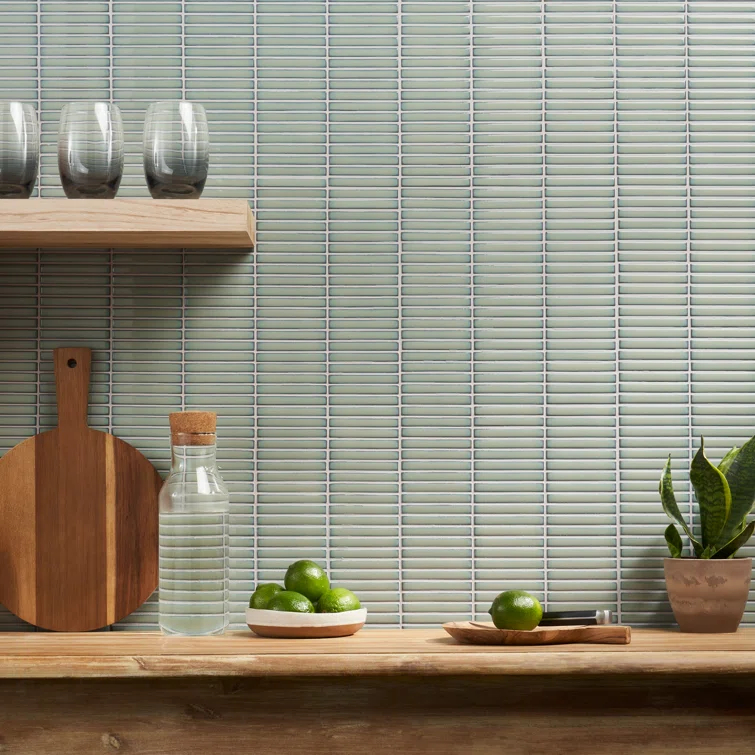 Monogram Stacked 11.19 In. X 11.9 In. Glossy Porcelain Mosaic Floor And Wall Tile (0.92 Sq. Ft. / Each)