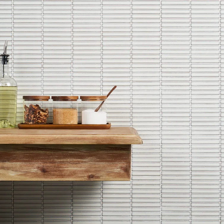 Monogram Stacked 11.19 In. X 11.9 In. Glossy Porcelain Mosaic Floor And Wall Tile (0.92 Sq. Ft. / Each)