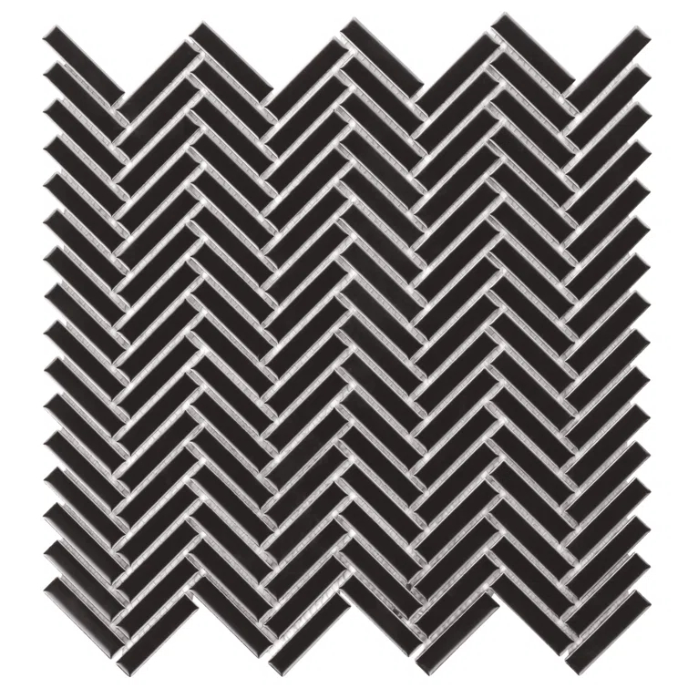 Monogram Herringbone 11.14 in. x 11.14 in. Glossy Porcelain Mosaic Floor And Wall Tile (0.86 Sq. Ft. / Each)