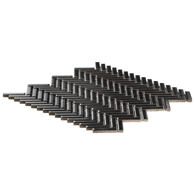 Monogram Herringbone 11.14 in. x 11.14 in. Glossy Porcelain Mosaic Floor And Wall Tile (0.86 Sq. Ft. / Each)