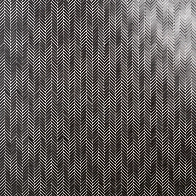 Monogram Herringbone 11.14 in. x 11.14 in. Glossy Porcelain Mosaic Floor And Wall Tile (0.86 Sq. Ft. / Each)