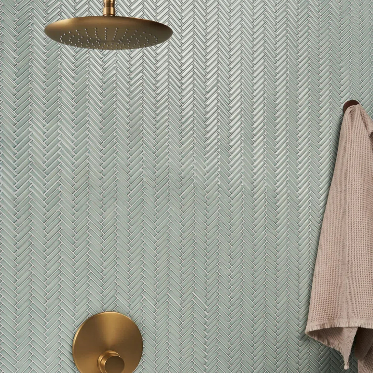 Monogram Herringbone 11.14 in. x 11.14 in. Glossy Porcelain Mosaic Floor And Wall Tile (0.86 Sq. Ft. / Each)