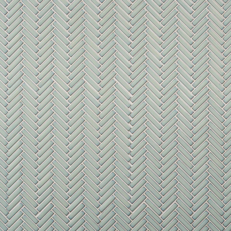 Monogram Herringbone 11.14 in. x 11.14 in. Glossy Porcelain Mosaic Floor And Wall Tile (0.86 Sq. Ft. / Each)