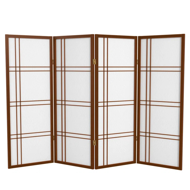 4 ft. Short Double Cross Shoji Screen - Walnut - 4 Panels