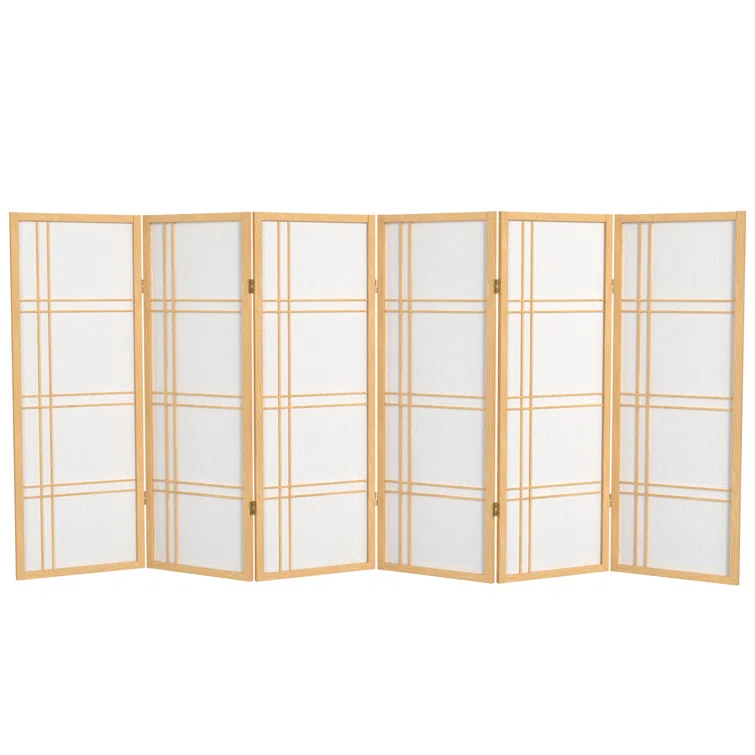 4 ft. Short Double Cross Shoji Screen - Natural - 6 Panels