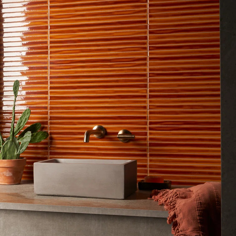 Vivanta 5.27 In. X 17.71 In. Glossy Ceramic Mosaic Elongated Subway Wall Tile (8 Sheets / Box)